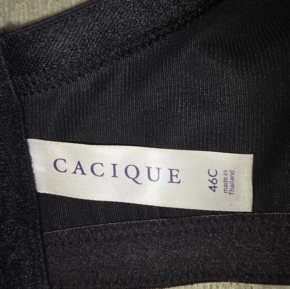 Cacique Black Underwire-Smooth, Boost, Plunge Bra size 46C